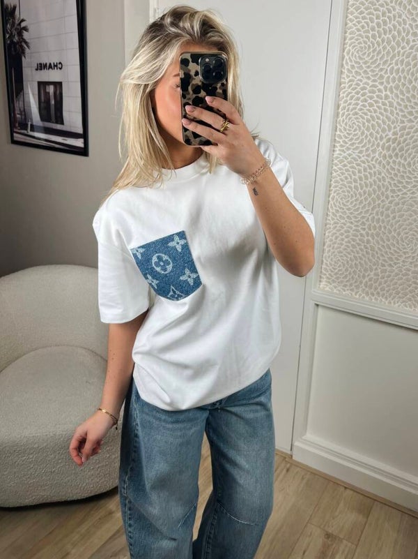 T-shirt Attire zakje print denim