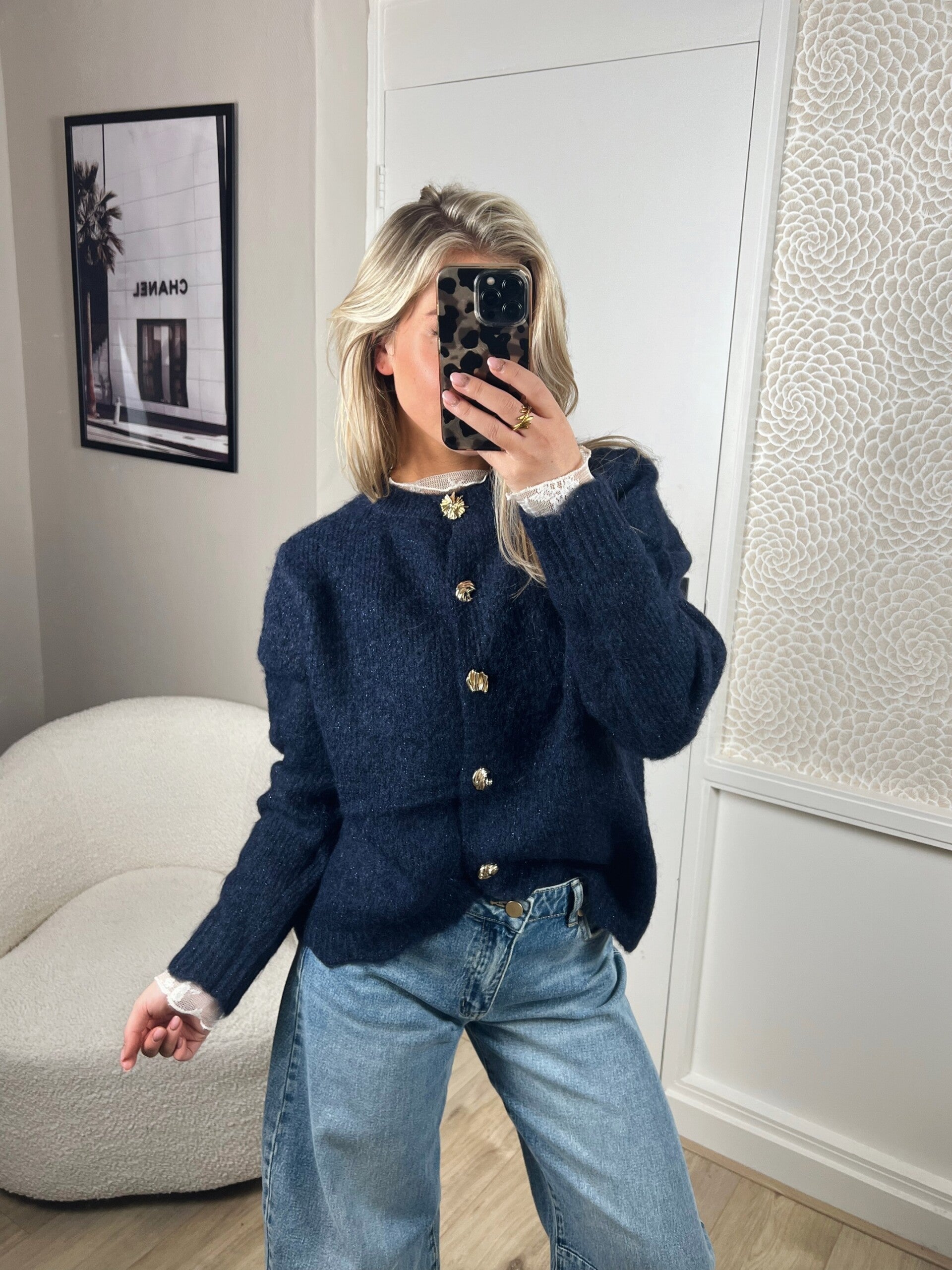 Vest knopen donkerblauw