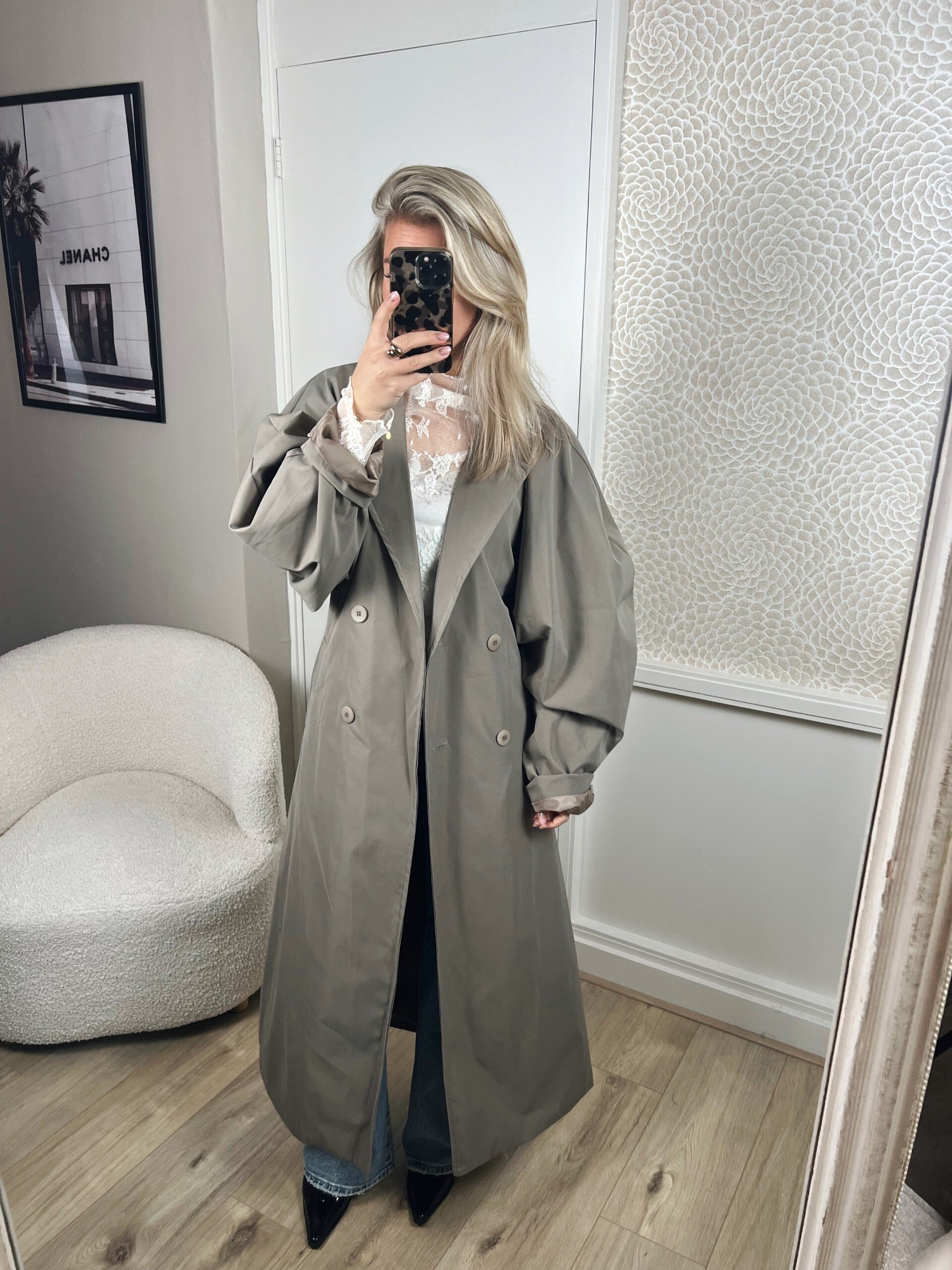 Trenchcoat lang ballon mouw