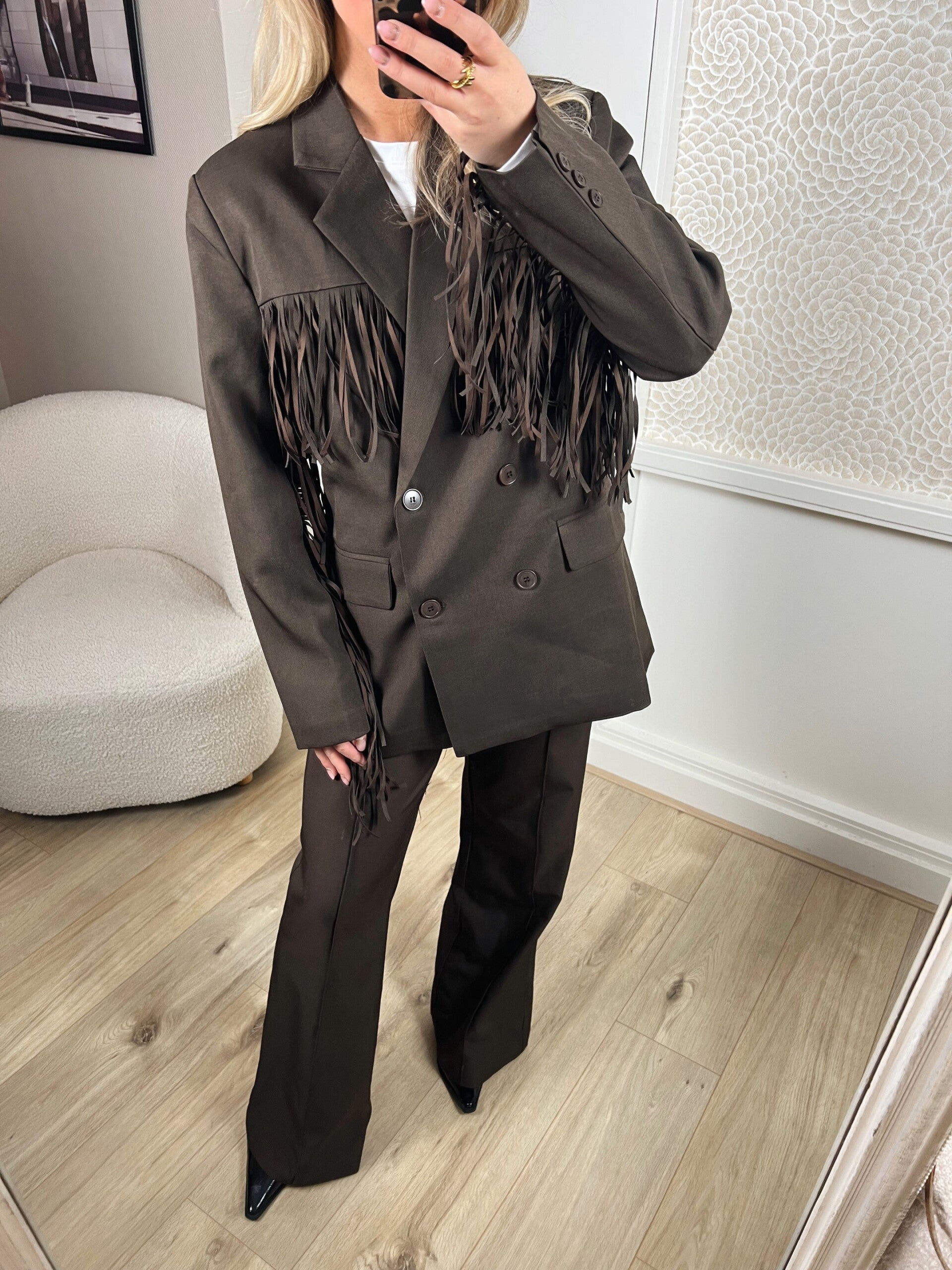 Blazer franjes bruin Zeynep Ambika