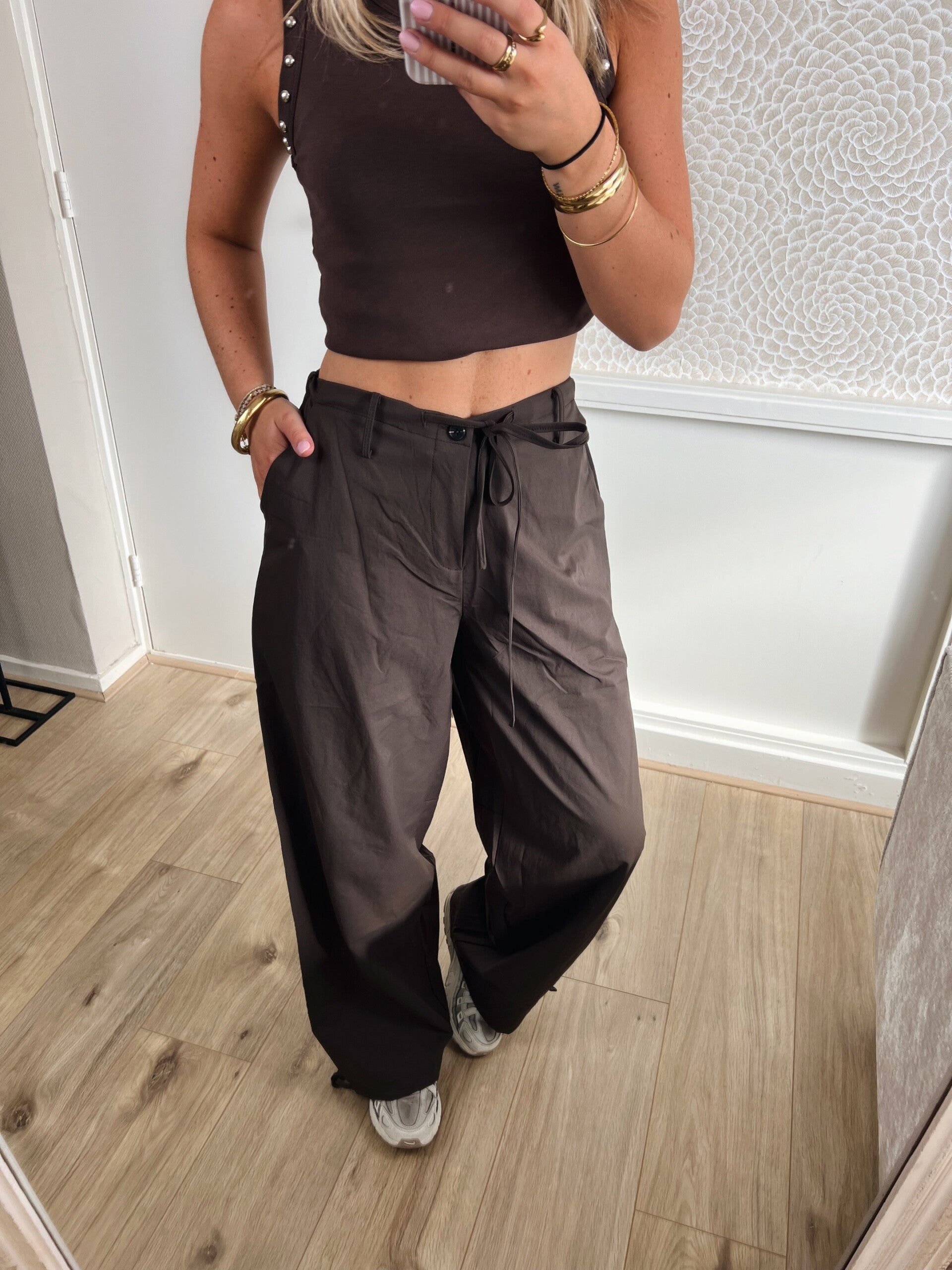 Broek parachute bruin