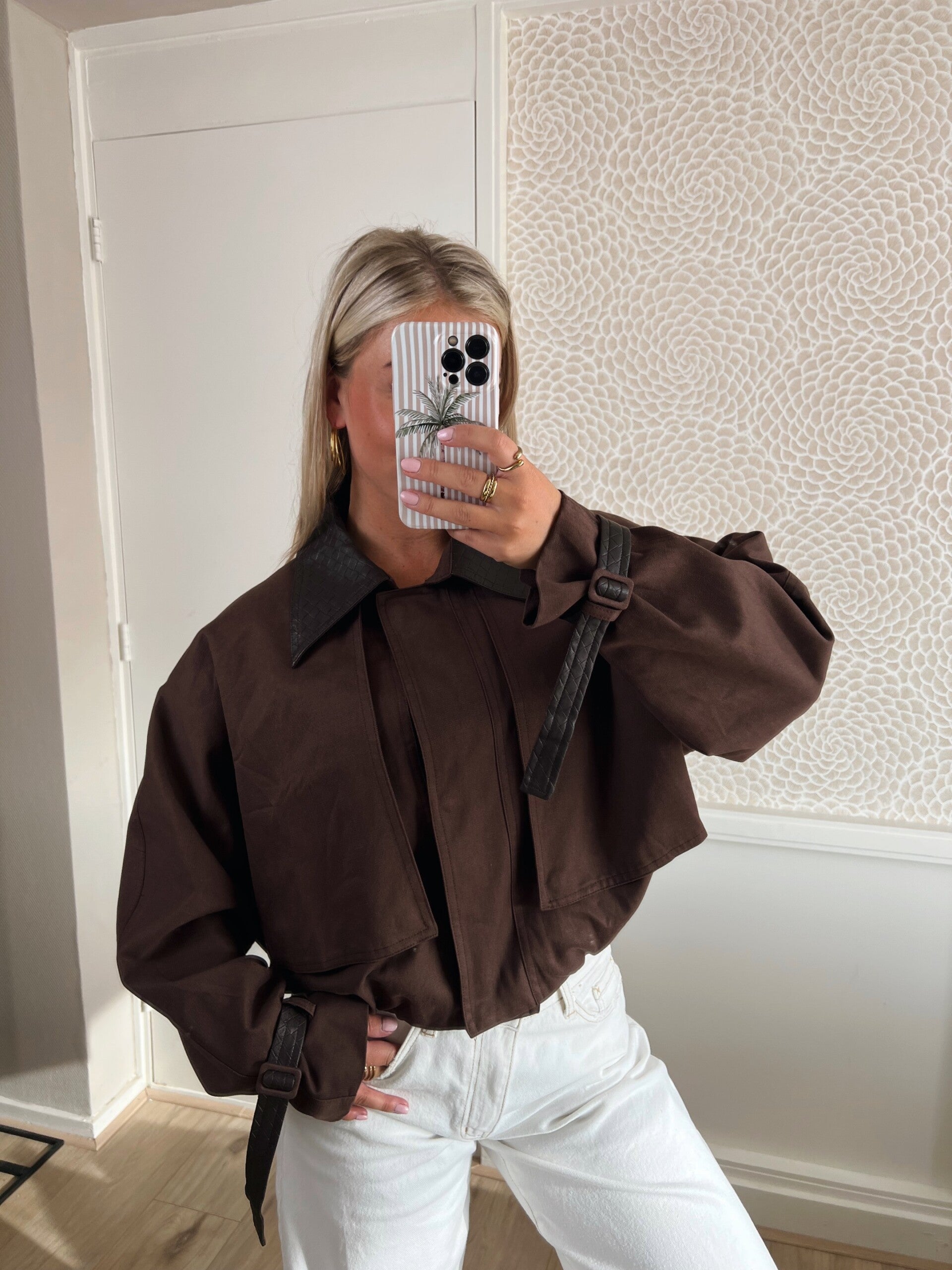 Jas leren kraag bruin