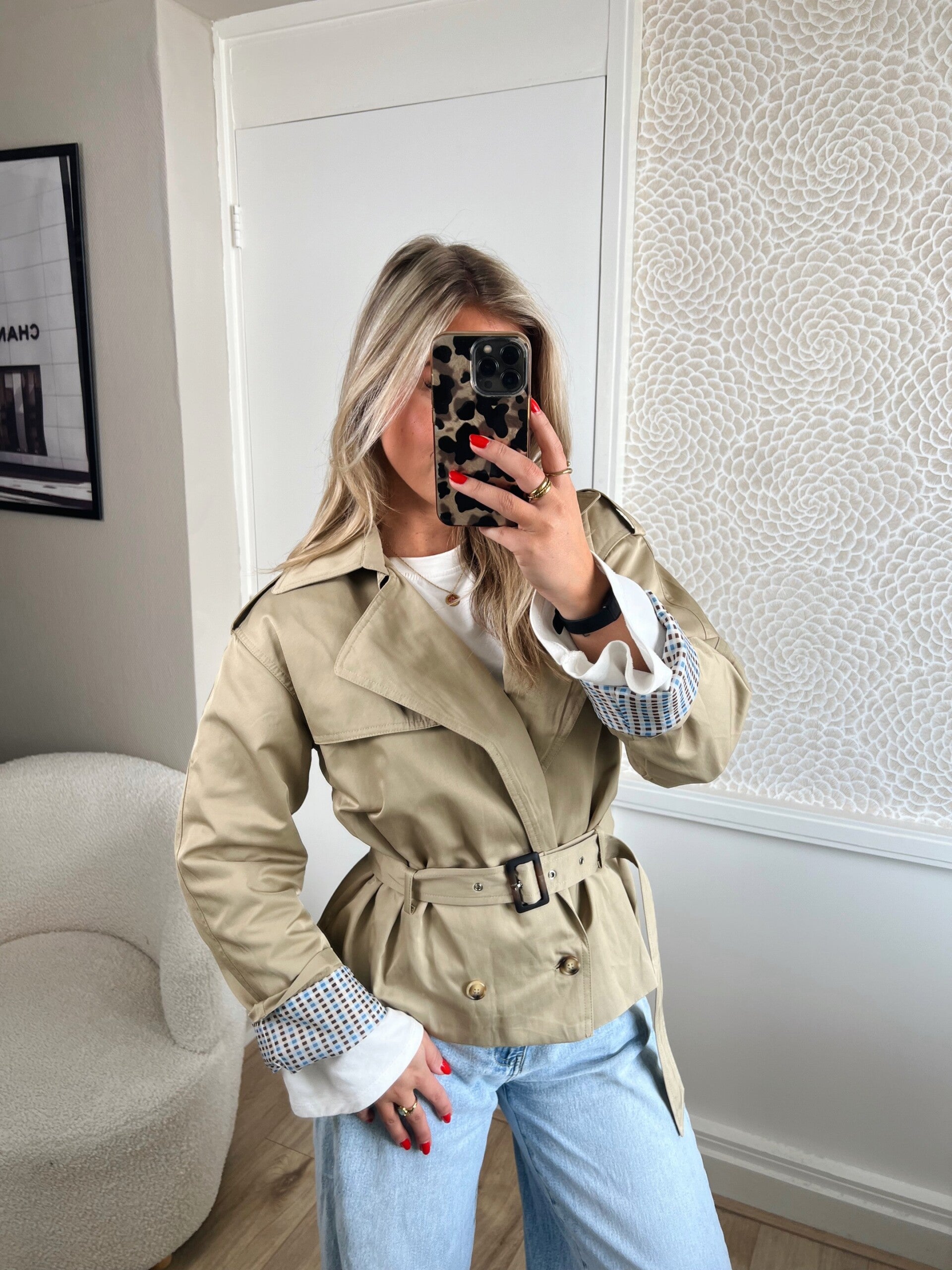 Trenchcoat ceintuur ruitjes binnenkan