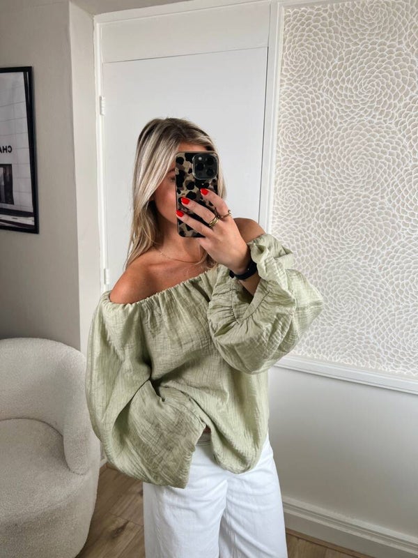 Top off shoulder groen