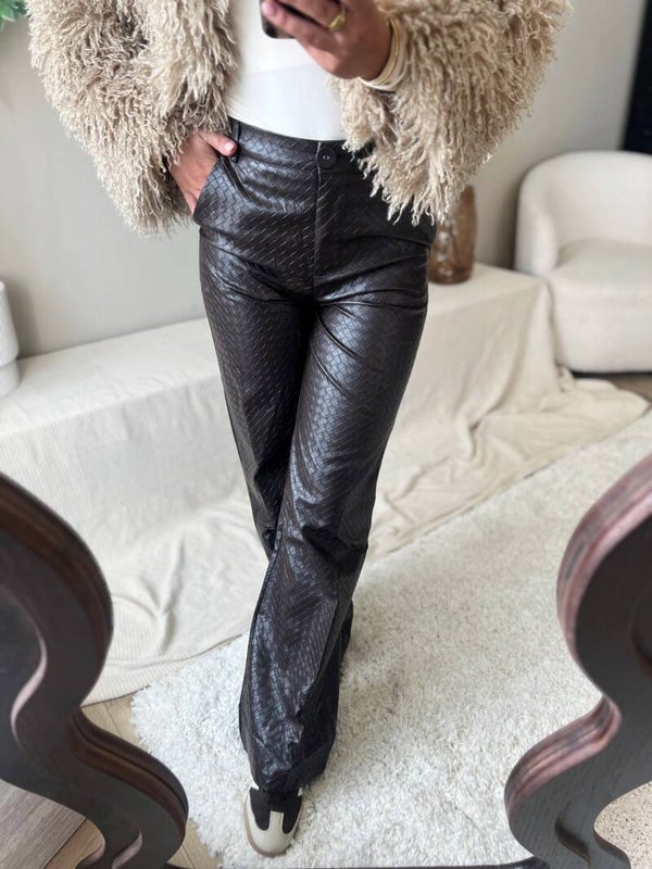 Leren broek donker bruin