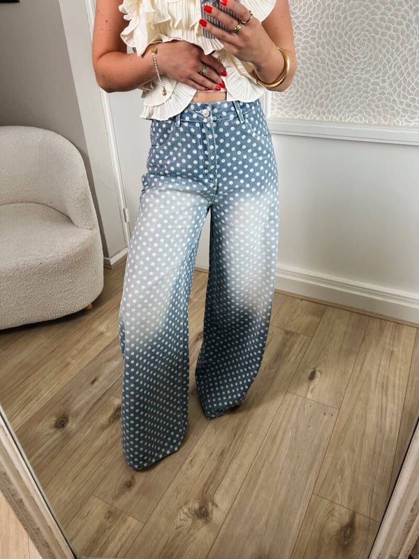 Jeans blauw stip