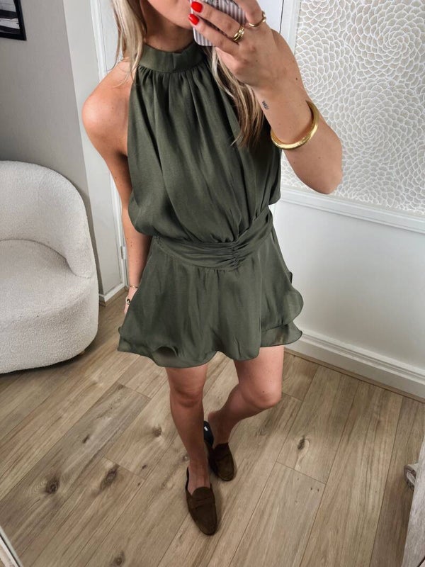 Playsuit groen ruffle