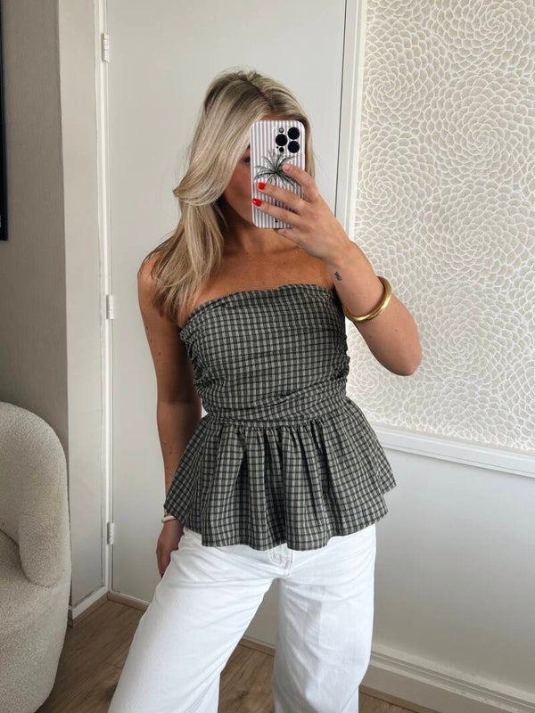 Strapless top ruit groen