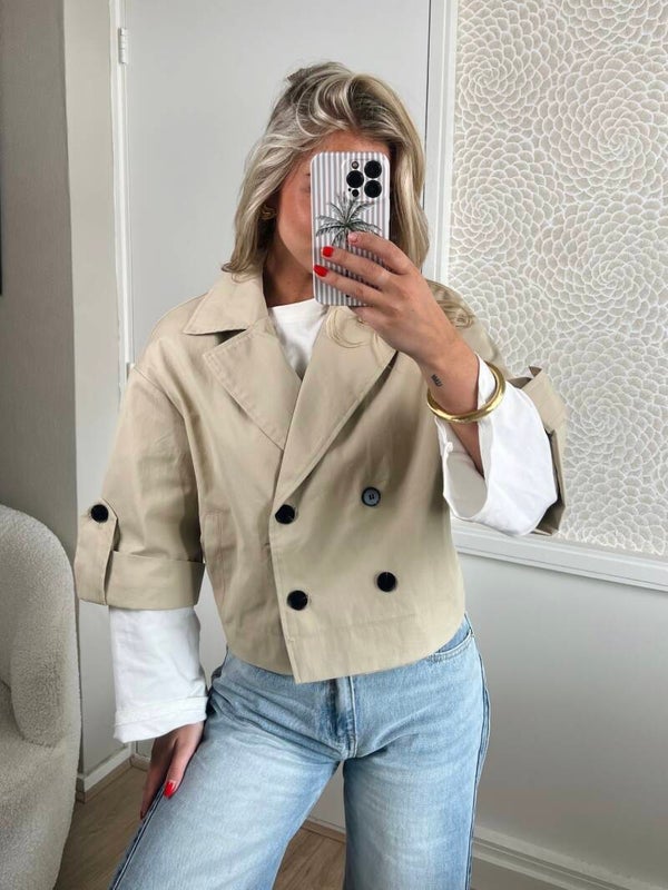 Trenchcoat korte mouw bomber look