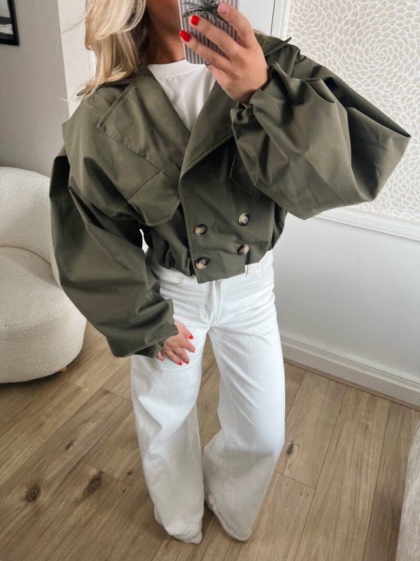 Trenchcoat bomber groen