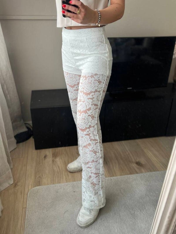 Kanten broek wit