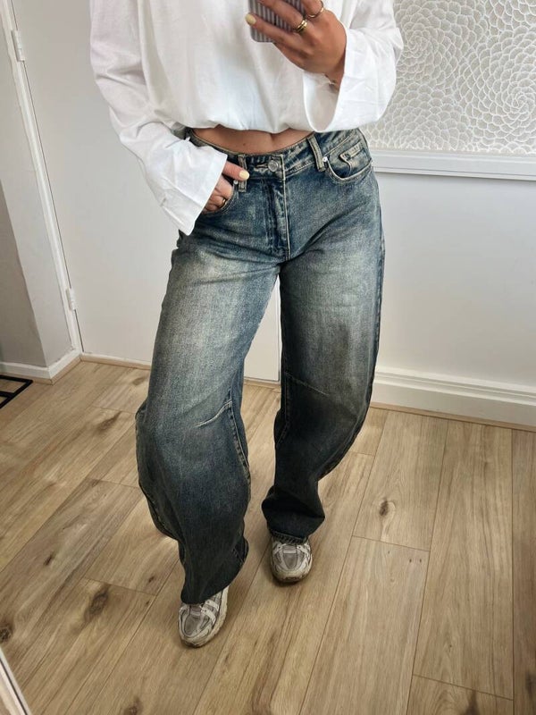 Jeans barrel fit Queen Hearts dark blue