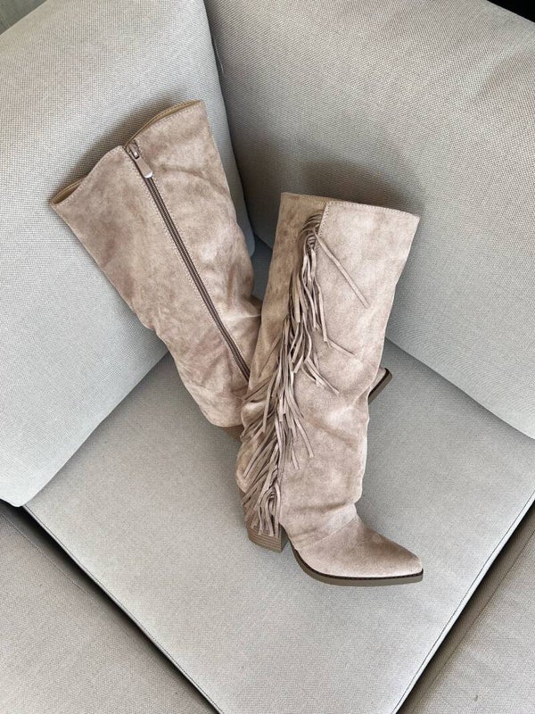 Cowboylaarzen franjes beige