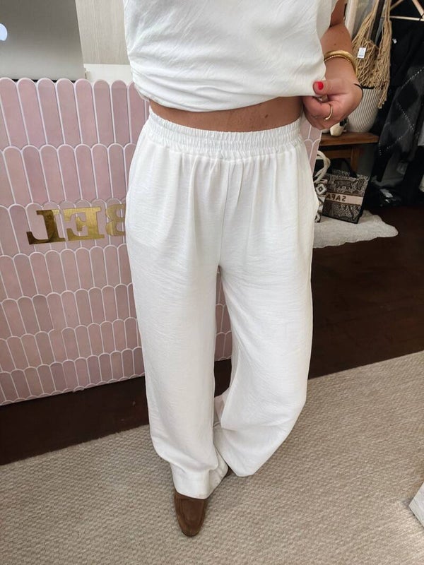 Pantalon linnen wit (set)