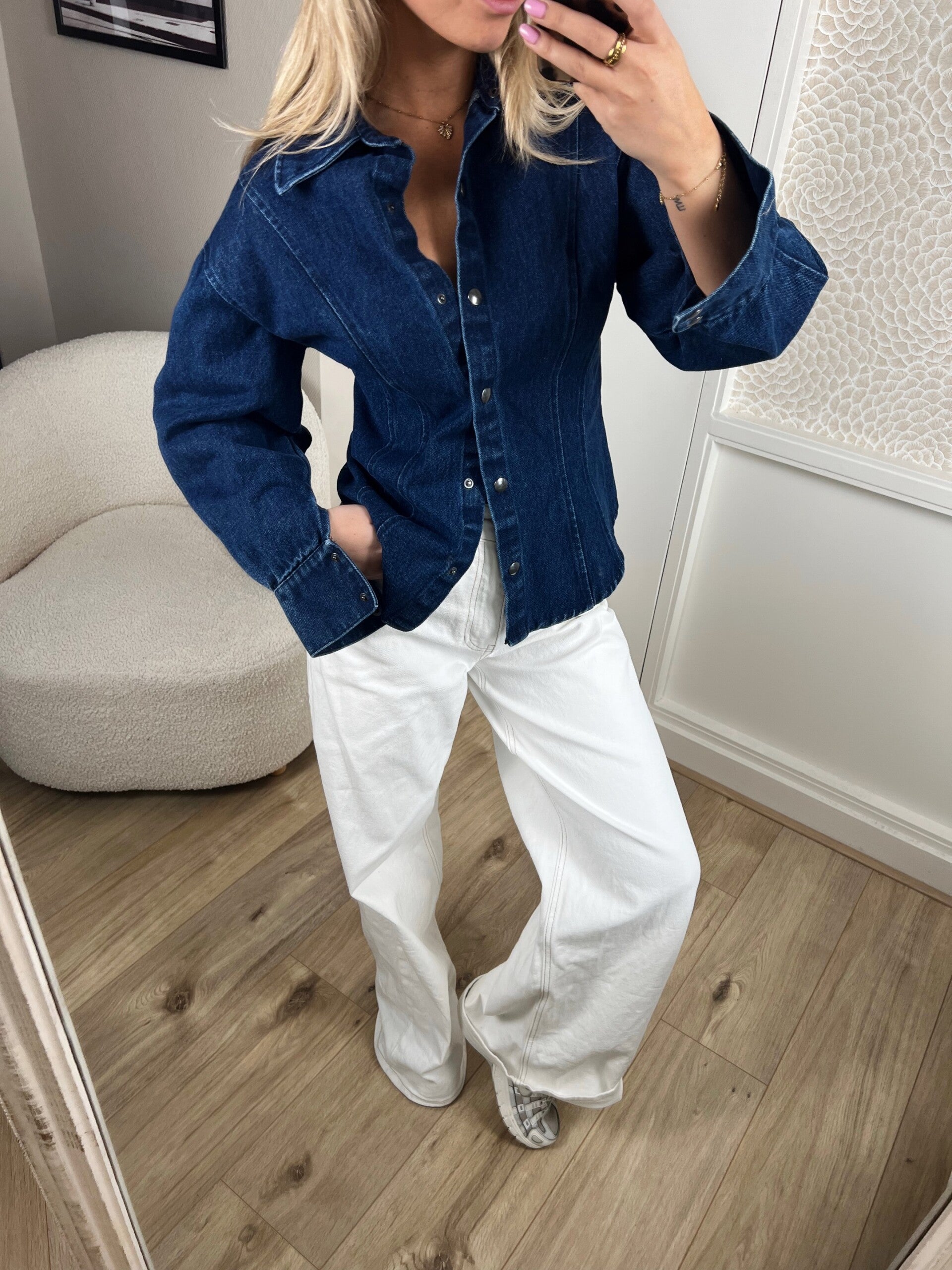 Spijker blouse getailleerd