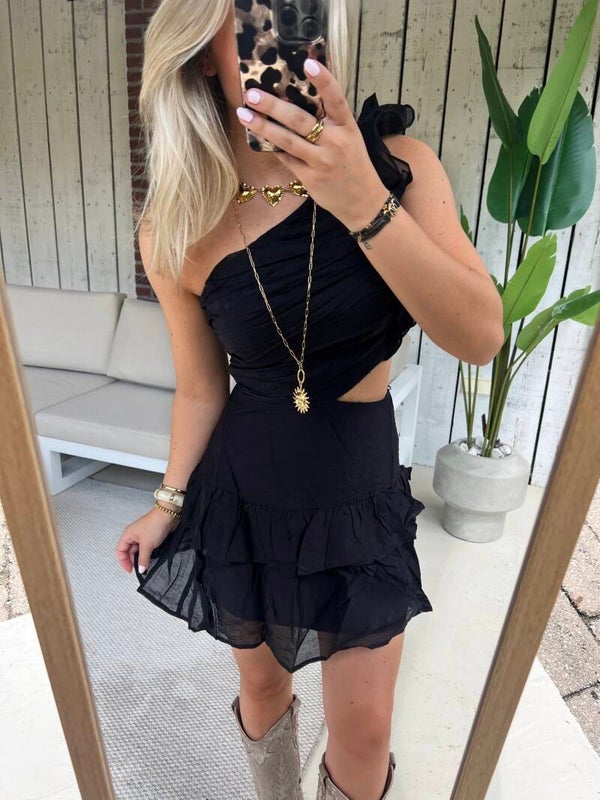 Jurkje one shoulder zwart