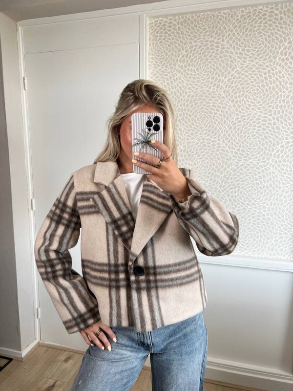 Jasje ruit beige bruin blauw