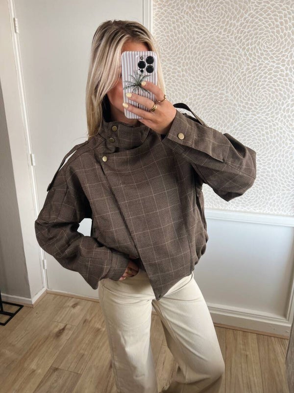 Jasje ruit bruin bomber