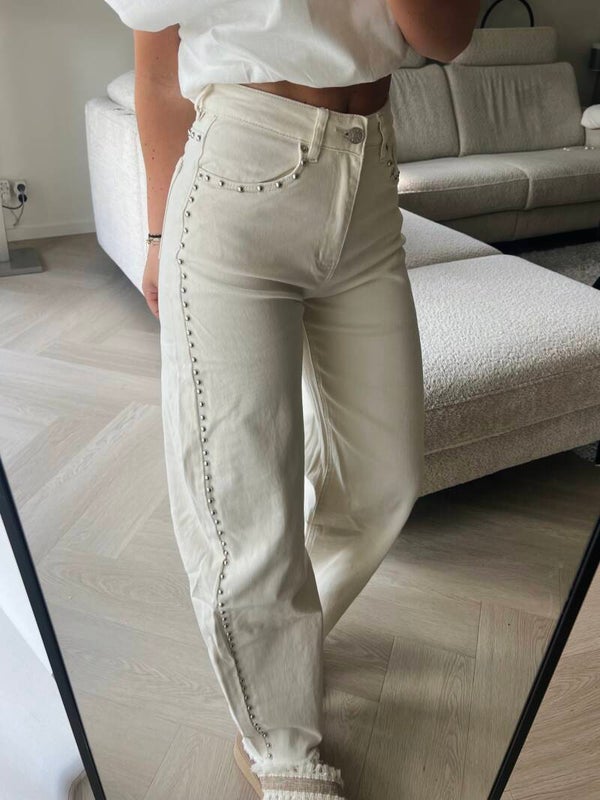 Jeans barrel studs creme