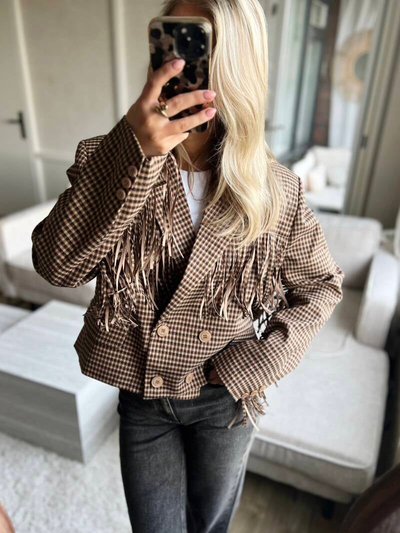 Blazer ruit franjes Lexi Ambika