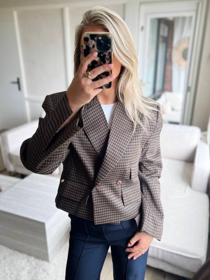 Blazer kort ruit bruin Ambika