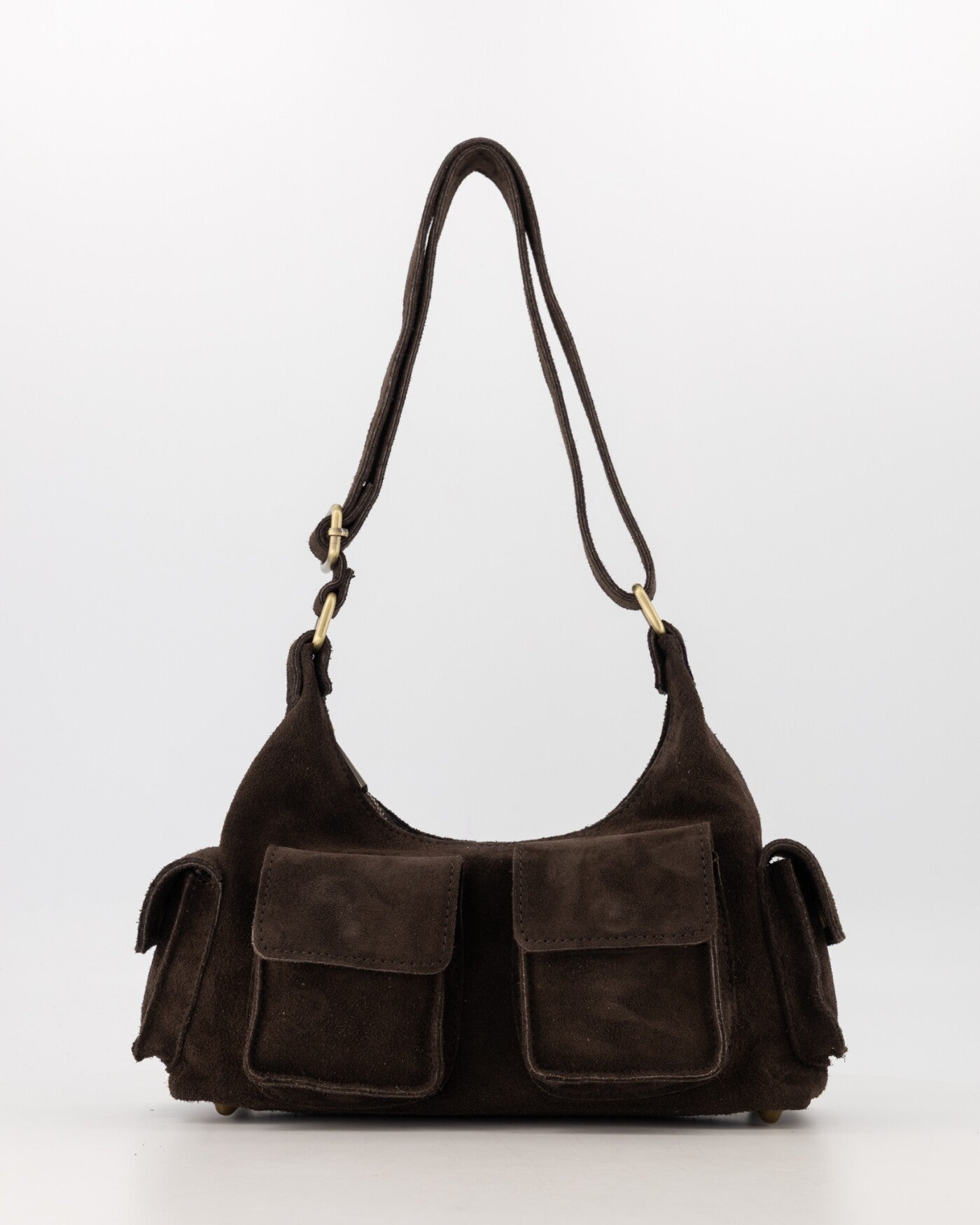 Tas suede bruin zakjes