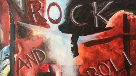 Titel: Even angels Rock &amp; Roll Afmetingen werk: 160x100 Techniek: Acryl op doek Prijs: op aanvraag