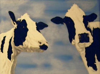 Titel: Zwart bont koeien Afmetingen werk: 120x80 Afmetingen lijst: Techniek: Acryl op doek Prijs: op aanvraag