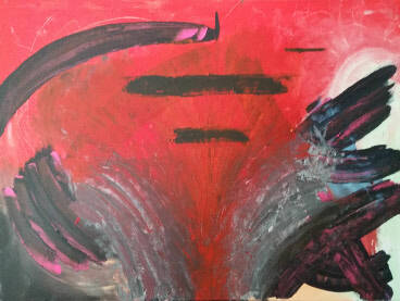 Titel: The red fountain Afmetingen werk:  200x120 Techniek: Acryl op linnen  Prijs: op aanvraag