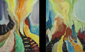 Titel: Tweeluik liefde Afmetingen werk: 30x40 Afmetingen lijst: Techniek: Acryl op doek Prijs: op aanvraag