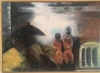 Titel: Night in Cairo Afmetingen werk: 53x73,                              incl lijst  Techniek: acryl op linnen  Prijs: op aanvraag