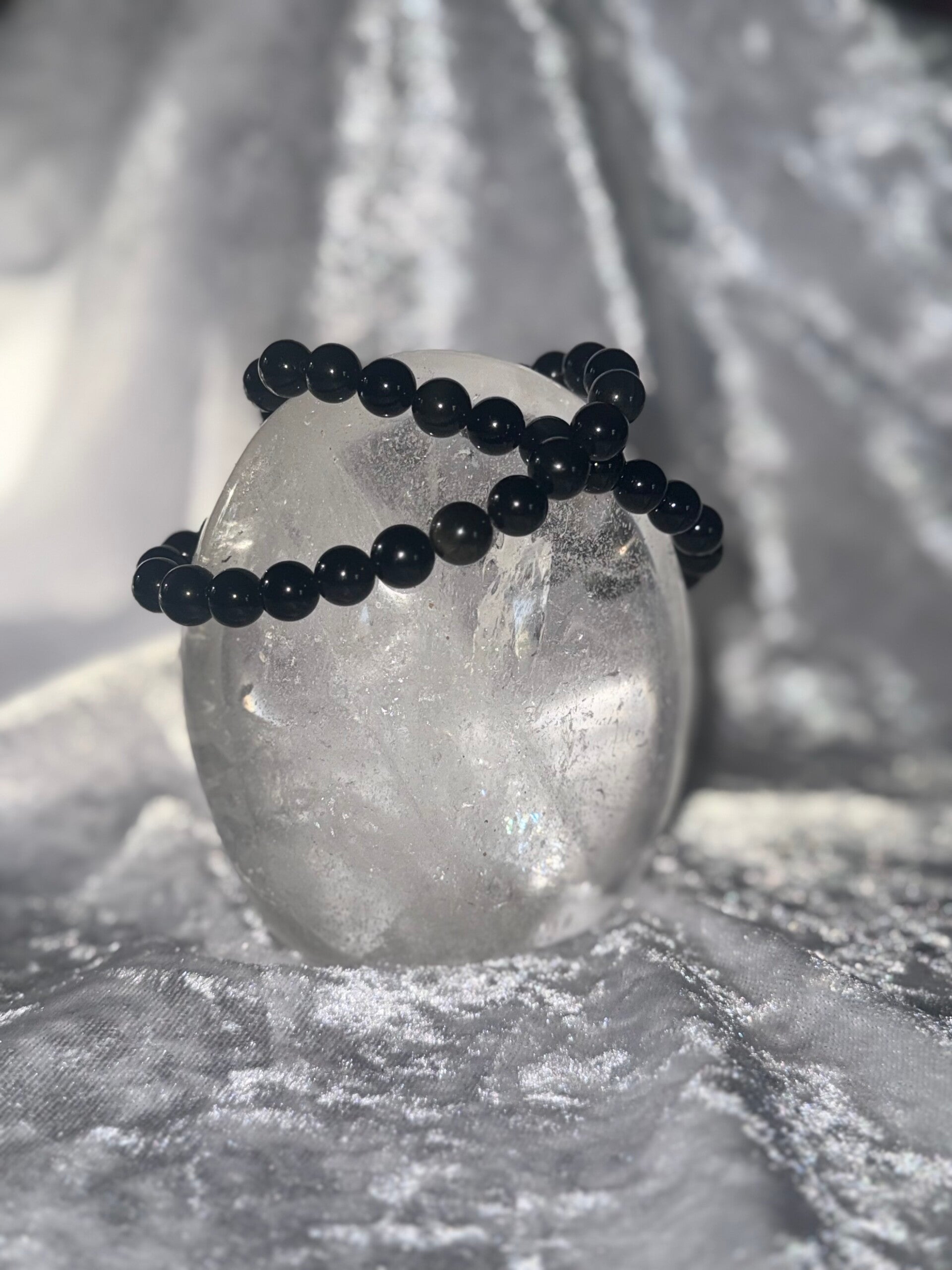Bracelet en pierre naturelle Obsidienne et œil céleste 8mm