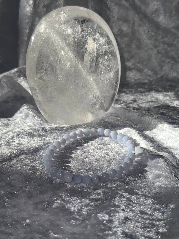 Bracelet en pierre naturelle Calcédoine bleue 6.5mm