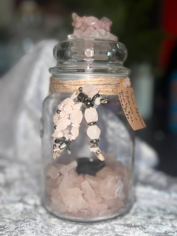 Jarre de Quartz rose et Hématite