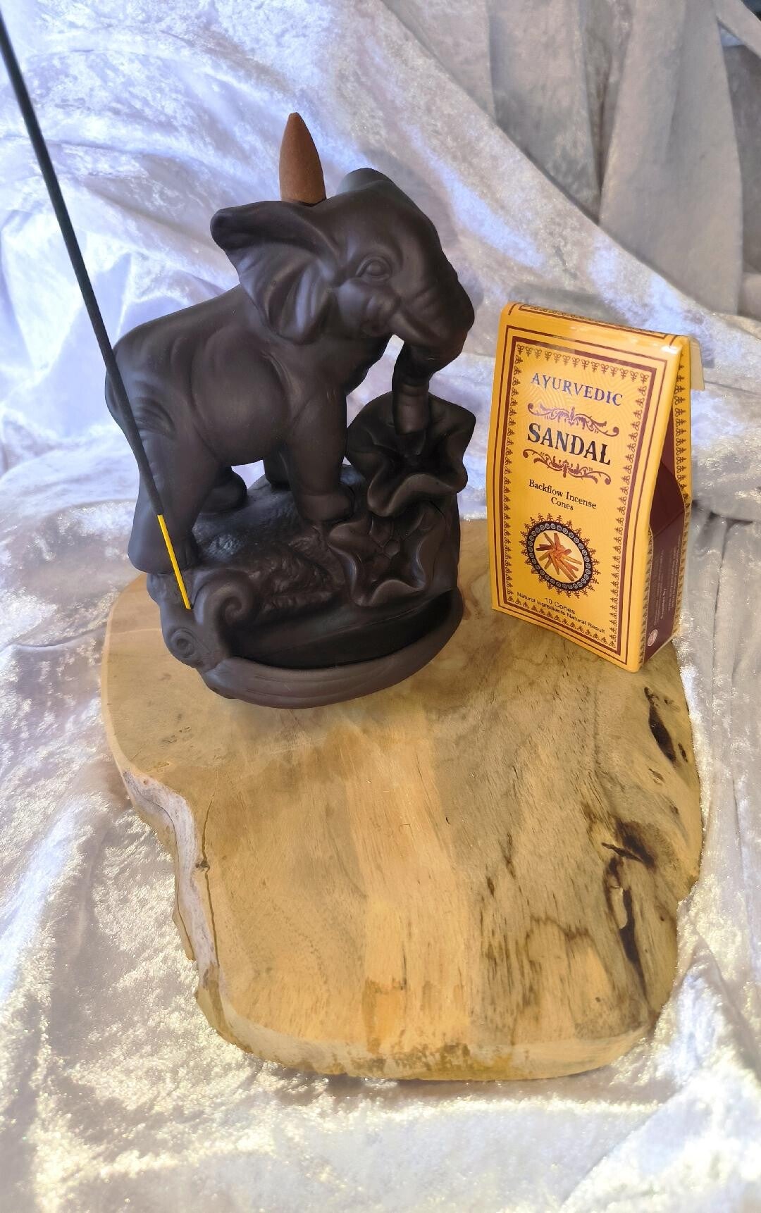 Porte-encens à refoulement éléphant en céramique