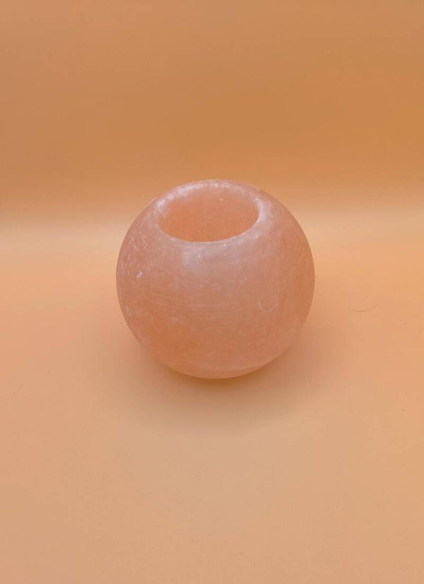 Bougeoir en Cristal de sel Himalaya naturel ( sphère )
