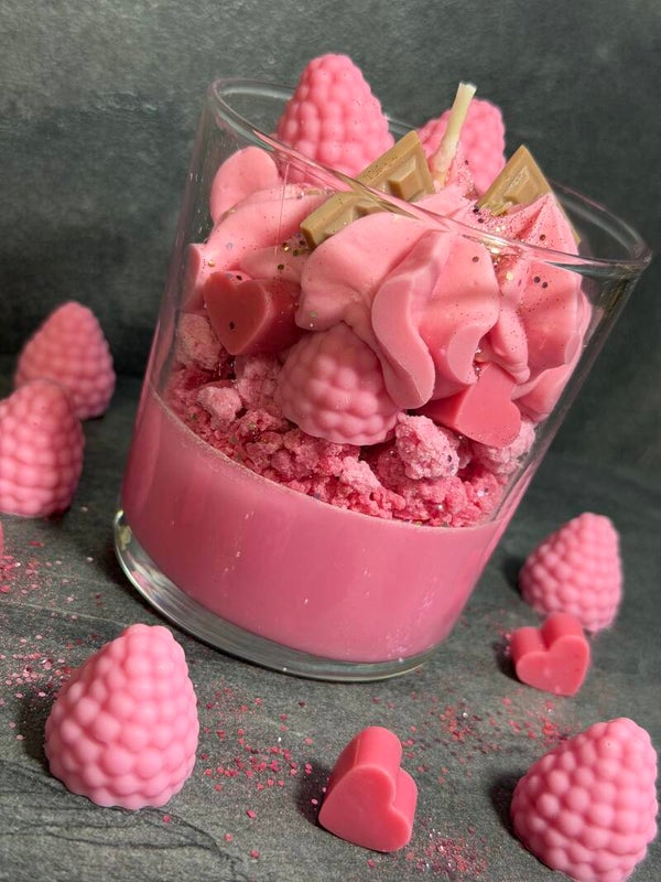 Himbeer-Dessertkerze