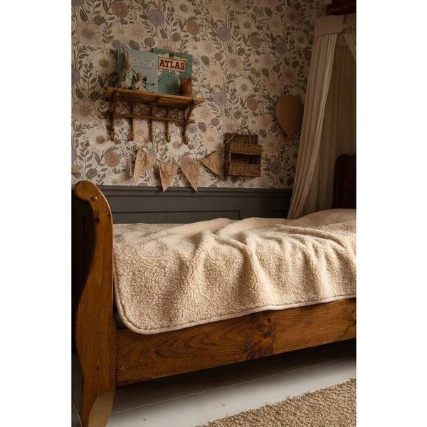 Deken peuterbed 120x150cm - Merinowol - Amandel