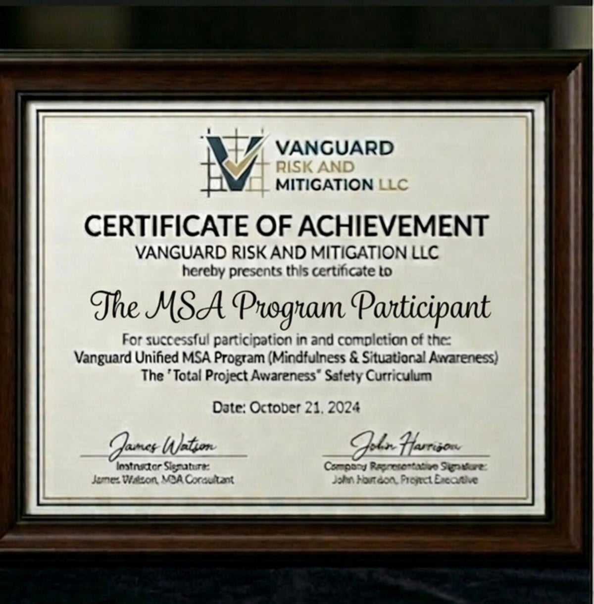 Our Program | Vanguard Risk and Mitigation LLC
