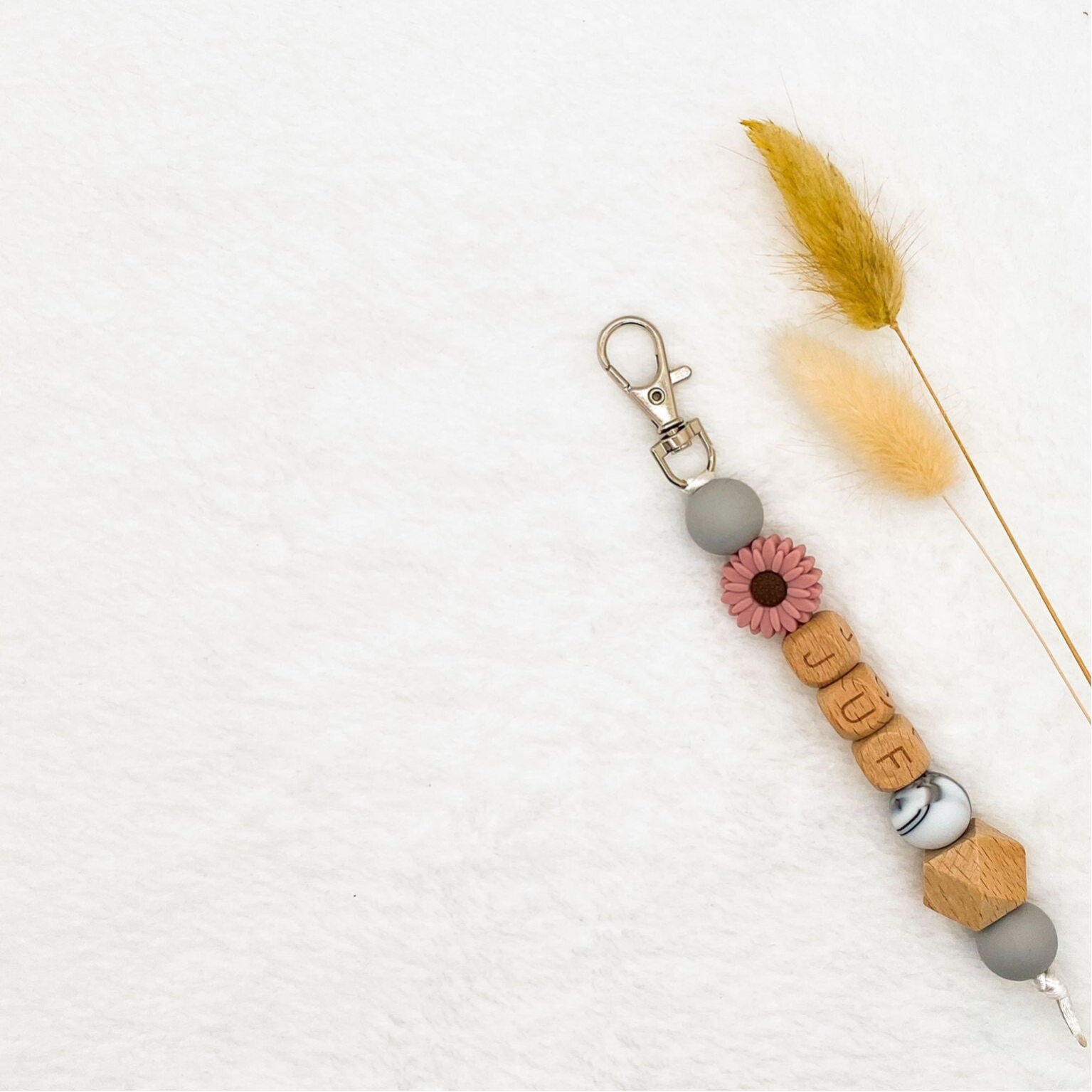 Sleutelhanger "Juf" margriet soft tulp