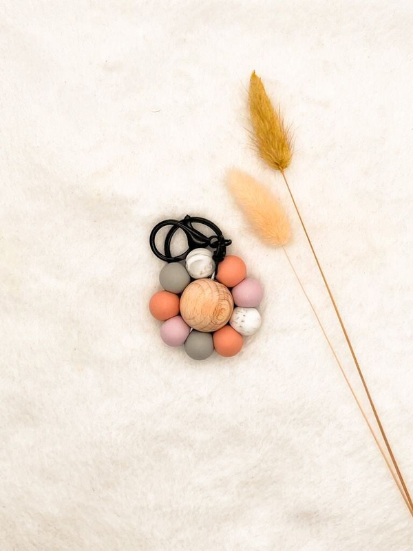 Bloem sleutelhanger | blush | paars | grijs