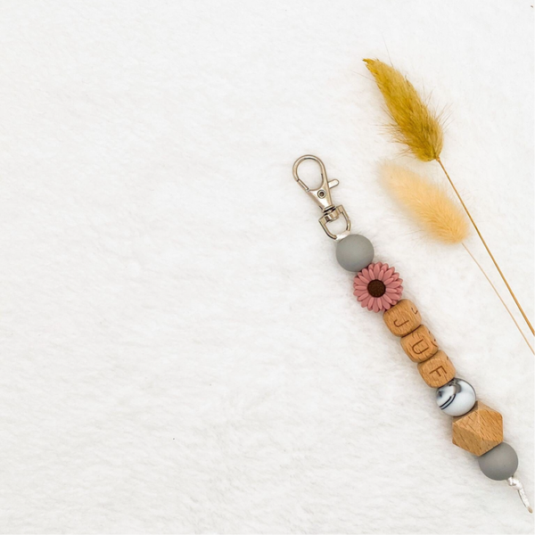 Sleutelhanger "Juf" margriet soft tulp