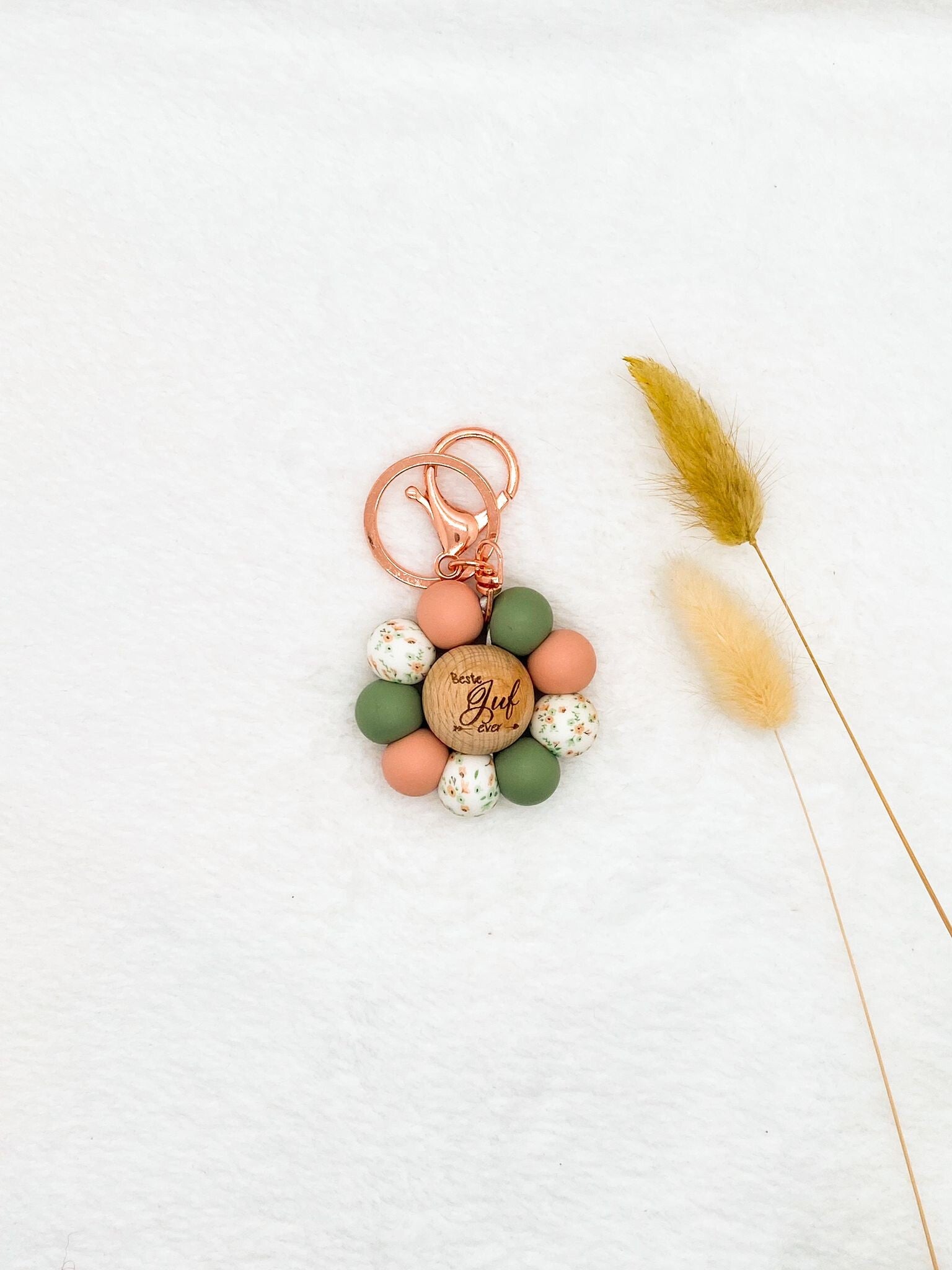 Bloem sleutelhanger "Beste juf"