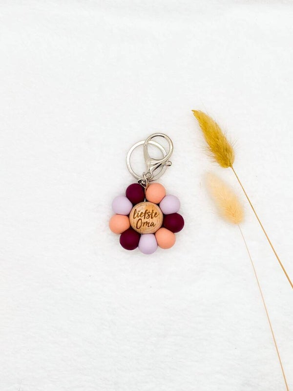 Bloem sleutelhanger "Liefste oma"