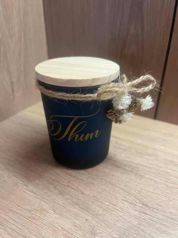 Geurkaarsje met houten deksel - stijlvol & persoonlijk