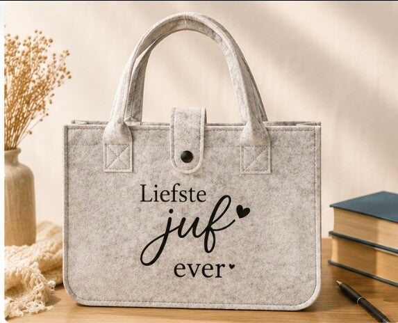 Gepersonaliseerde vilten tasje - zwart of grijs