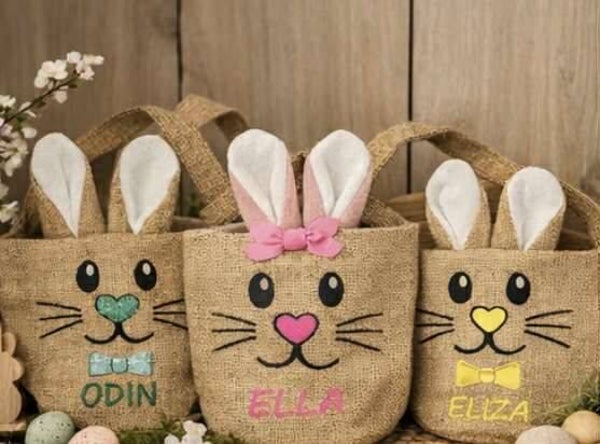 Gepersonaliseerde jute paasmand