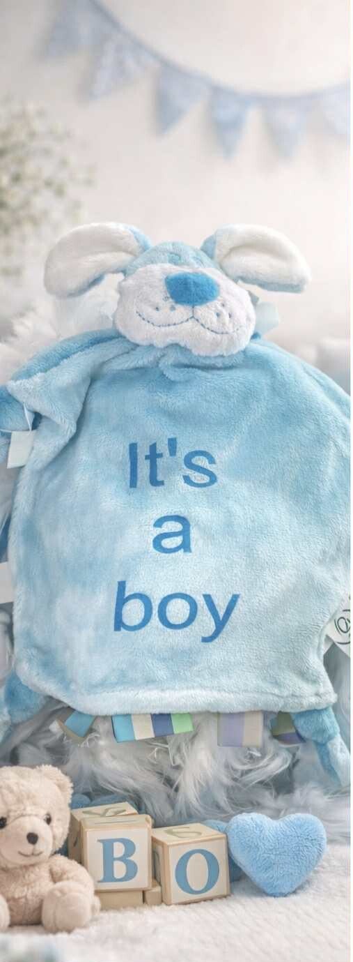 Gepersonaliseerd knuffeldoekje met naam of tekst - blauw of roze