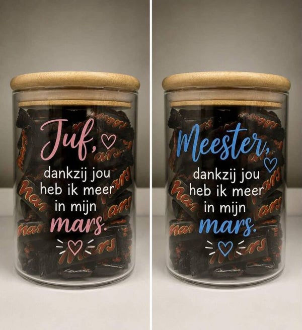 Gepersonaliseerde glazen pot met houten deksel - 800 ml