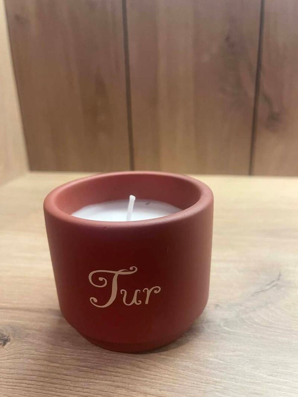 Keramiek potje met kaars - diverse kleuren